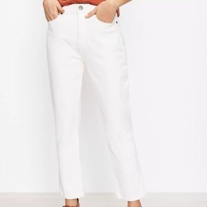 Loft High Waist Straight Cropped jean in natural white, like new